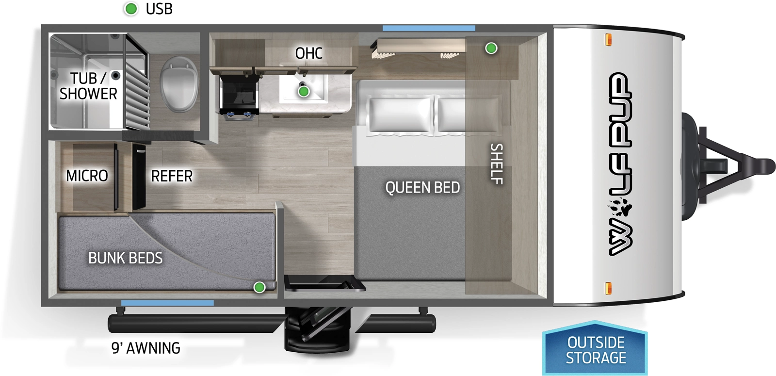 Wolf Pup 14BHLP Floorplan